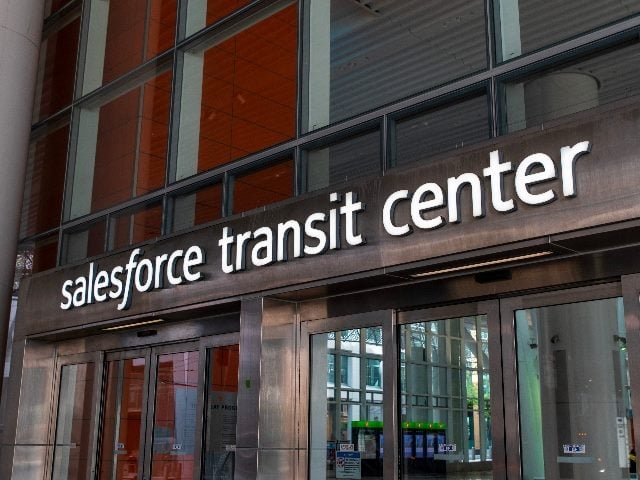 Entrance to the Salesforce transit center downtown.