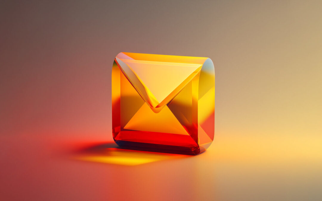 email icon in gold translucent in the middle of the frame: ai in email marketing